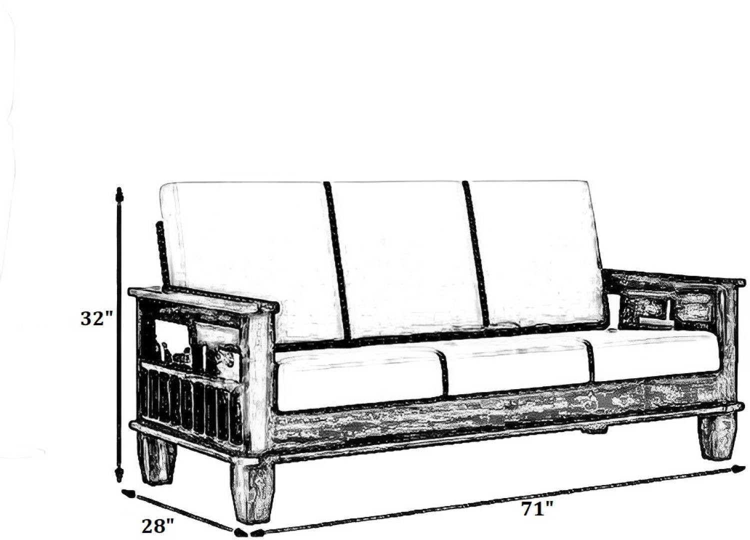 Image of CLANECRAFT Solid Sheesham Wood Five Seater Sofa Set For Living Room / Office | Fabric 3 + 1 + 1 Sofa Set