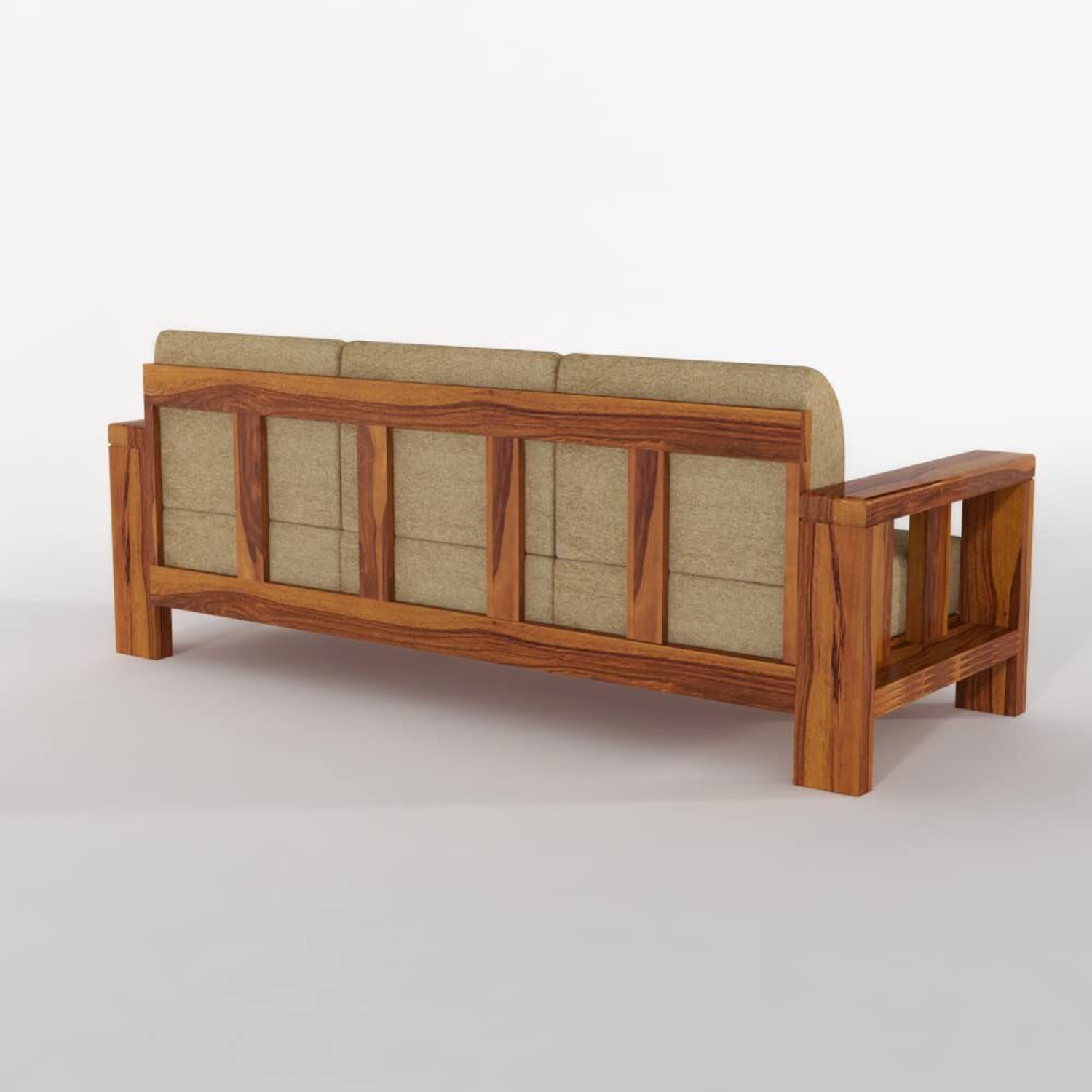 Image of HDWOOD Solid Sheesham Wood For Living Room / Office / Guest Room | Fabric 3 + 2 + 1 Sofa Set