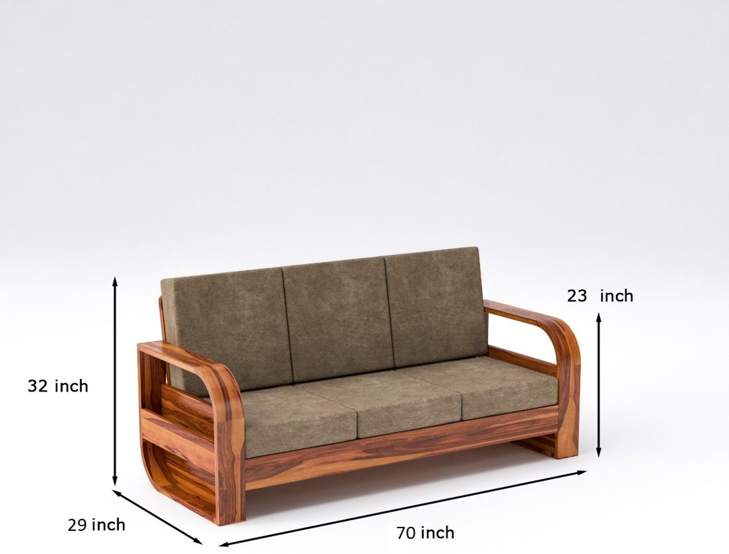 Image of Douceur Furnitures Solid Sheesham Wood Five Seater Sofa Set For Living Room, Office, Cafe, Fabric 3 + 1 + 1 Sofa Set