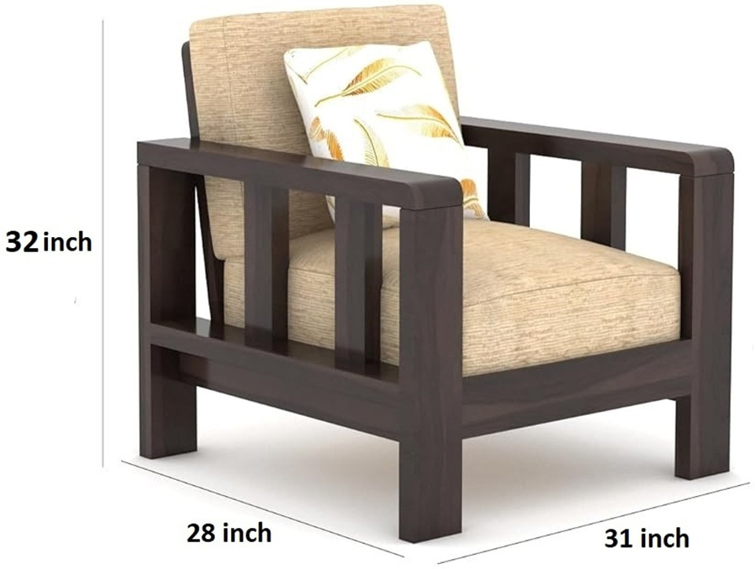 Image of HDWOOD Solid Sheesham Wood Six Seater Sofa Set For Living Room / Office / Guest Room | Fabric 3 + 2 + 1 Sofa Set