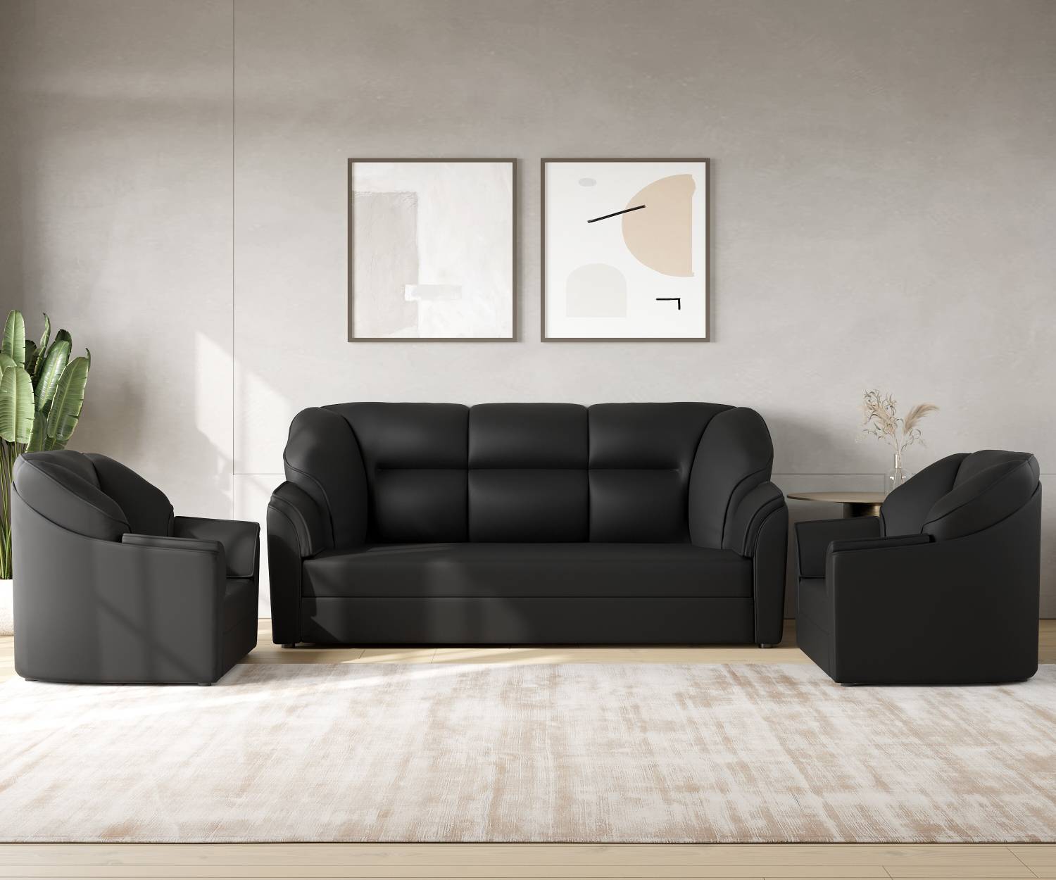 WESTIDO Cyrus Leatherette 3 + 1 + 1 Sofa Set