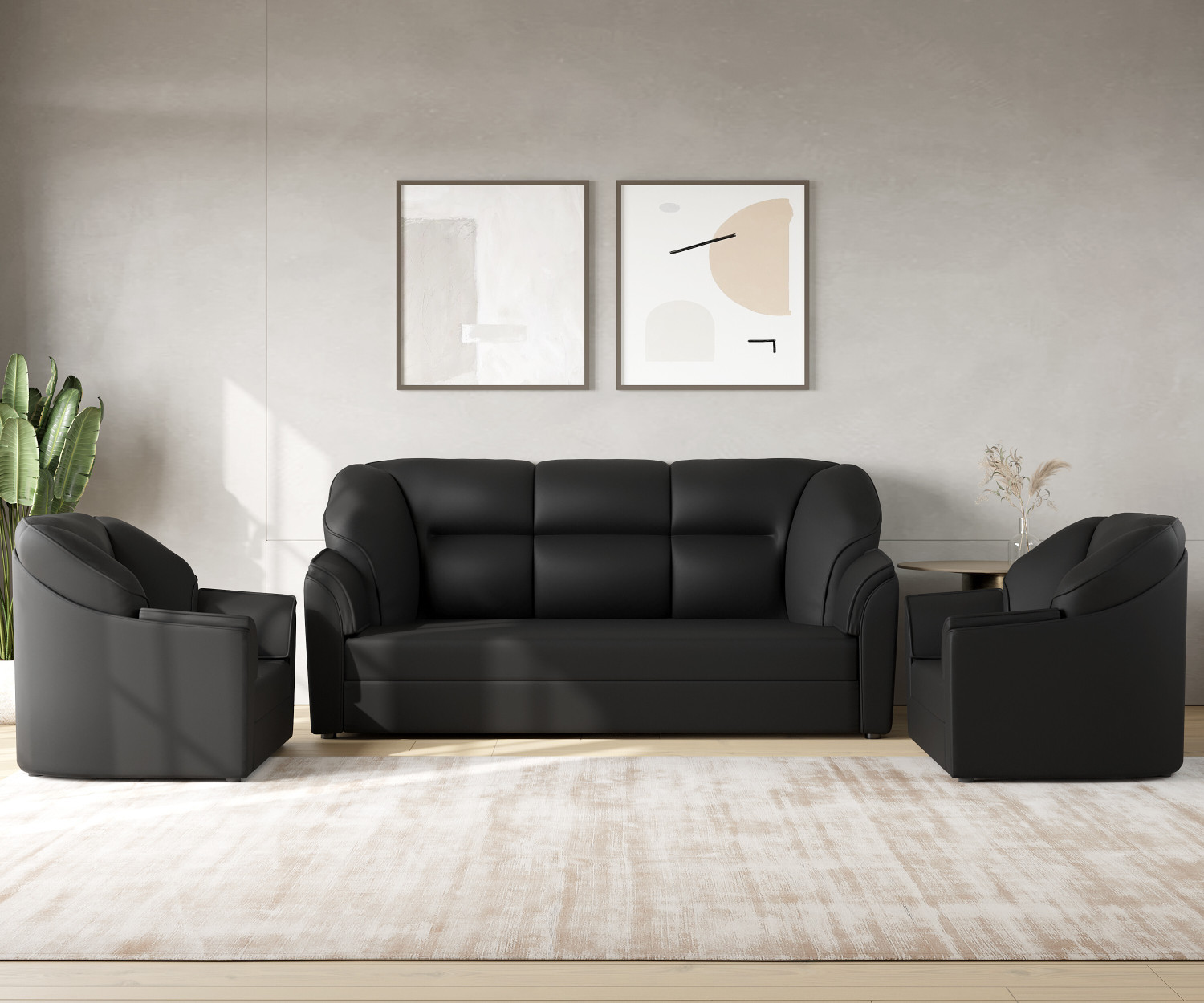 Image of WESTIDO Cyrus Leatherette 3 + 1 + 1 Sofa Set