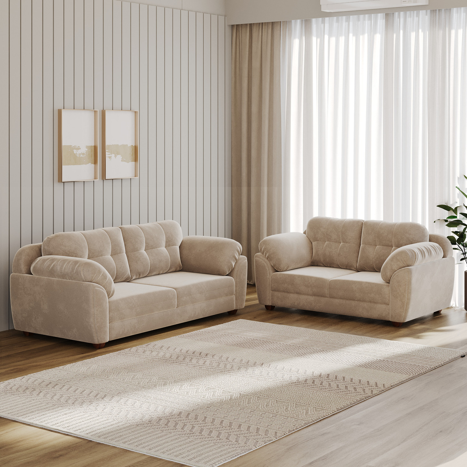 Image of Atharv Homes Arco Fabric 3 + 2 Sofa Set
