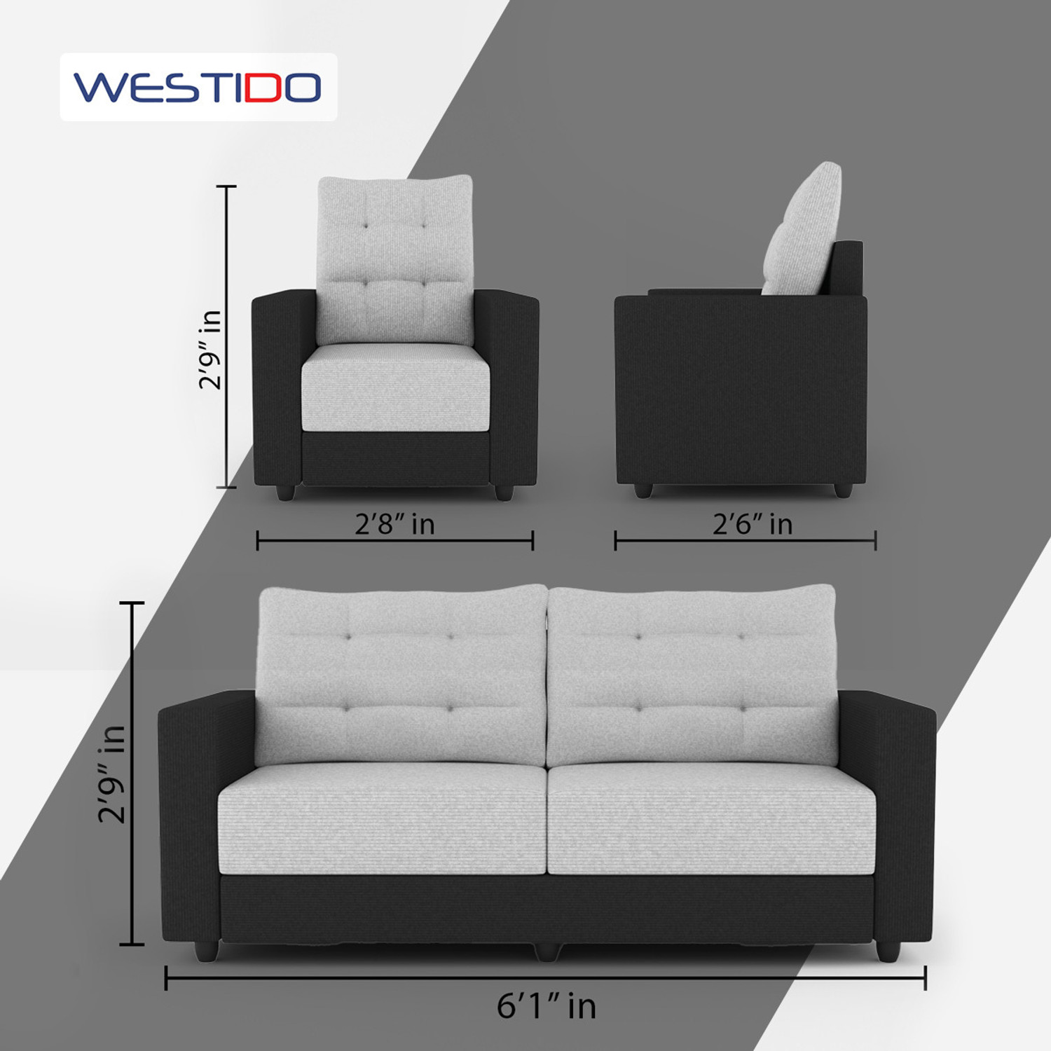 Image of WESTIDO Fabric 3 + 1 + 1 Sofa Set
