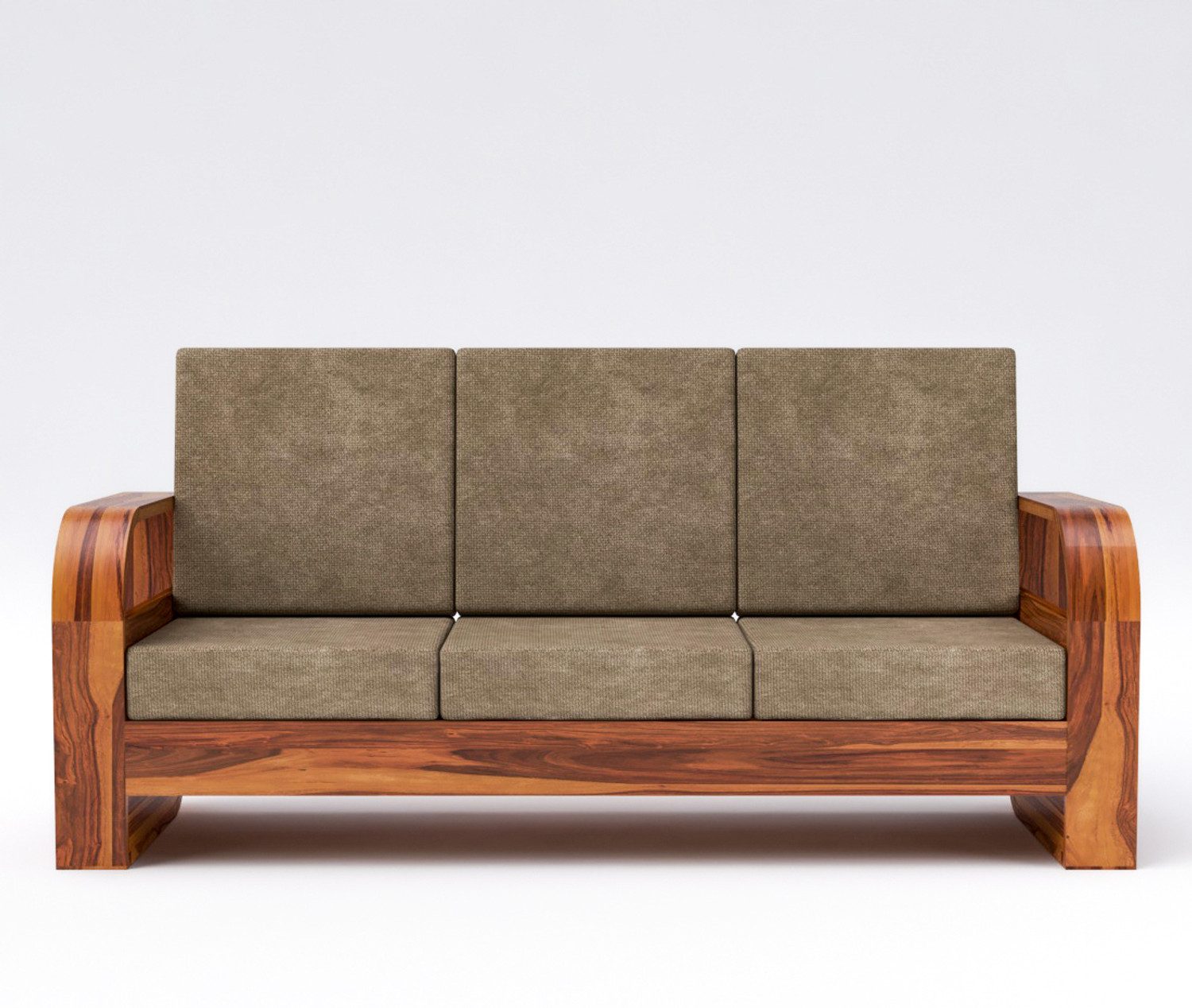 Image of Douceur Furnitures Solid Sheesham Wood Five Seater Sofa Set For Living Room, Office, Cafe, Fabric 3 + 1 + 1 Sofa Set