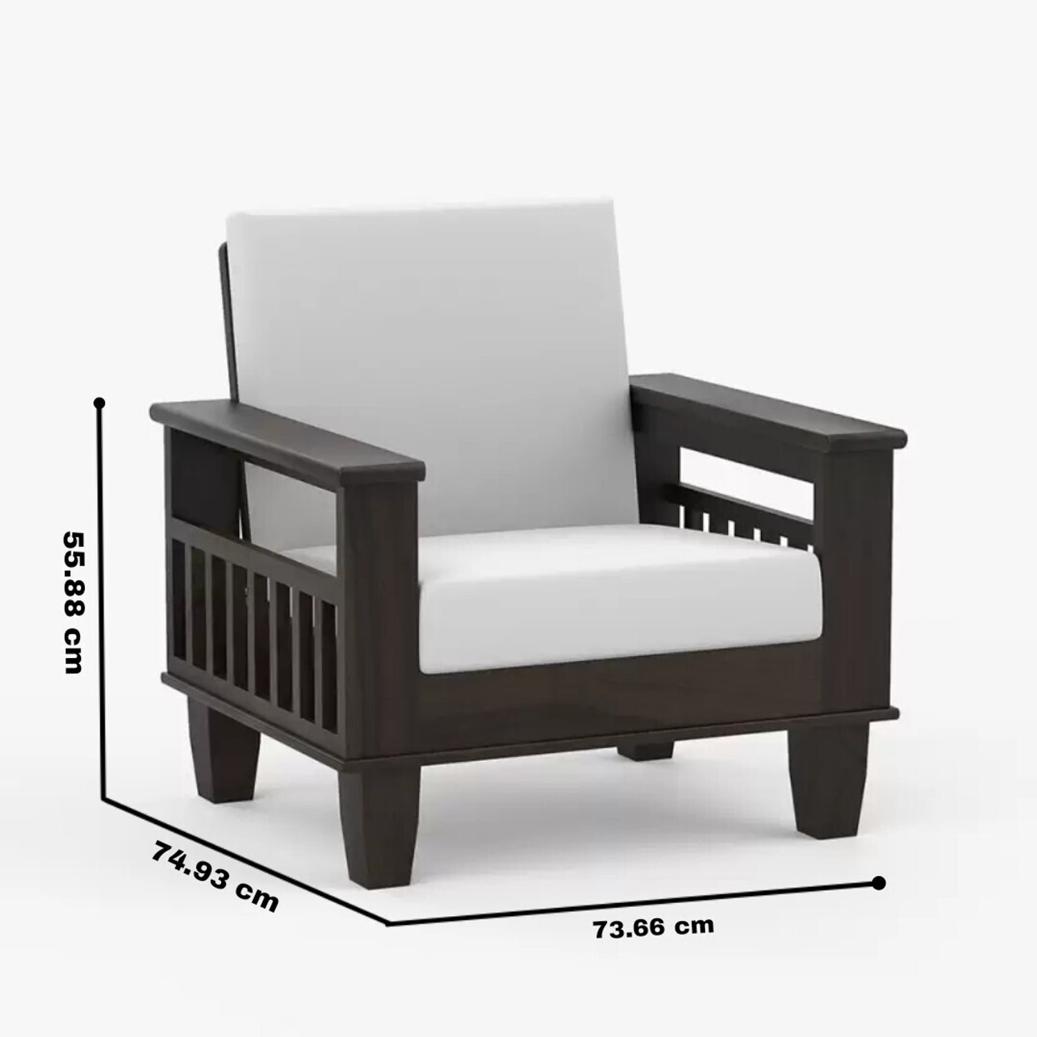Image of Allie Wood Sheesham Wood Premium Quality (Special PU Polish) Fabric 3 + 1 + 1 Sofa Set