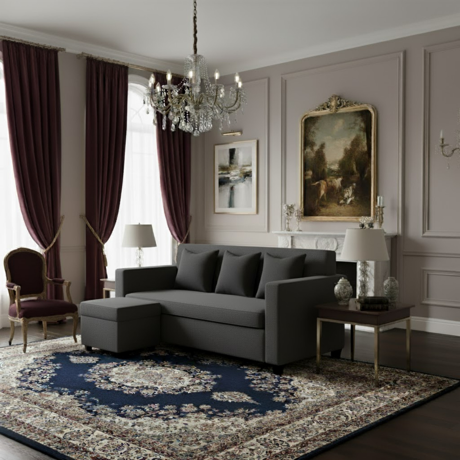 Image of WAKESURE Premium Quality 3 Seater With Ottoman Jute Fabric 3 + 1 Sofa Set