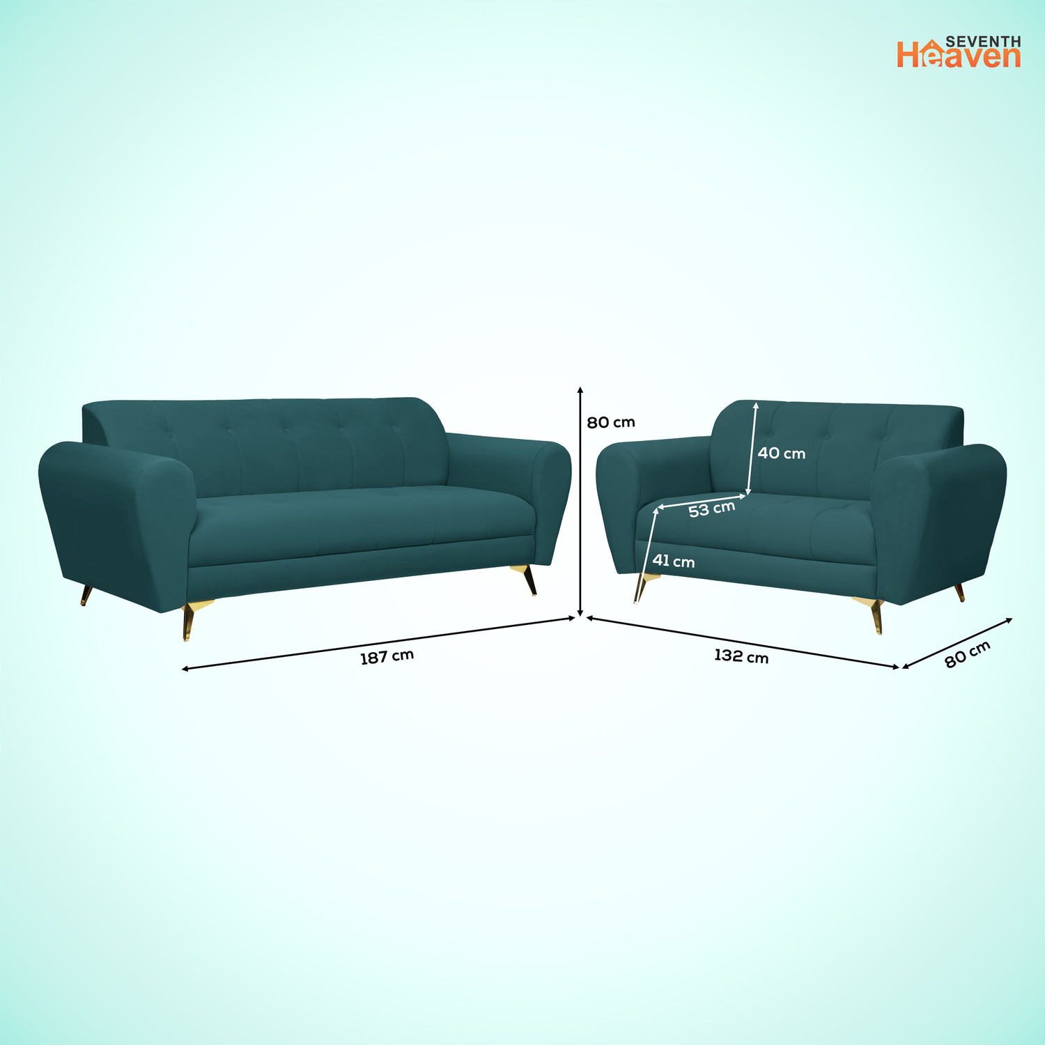Image of Seventh Heaven Milan Icon 5 Seater Sofa Set, Plush Suede Fabric Fabric 3 + 2 Sofa Set