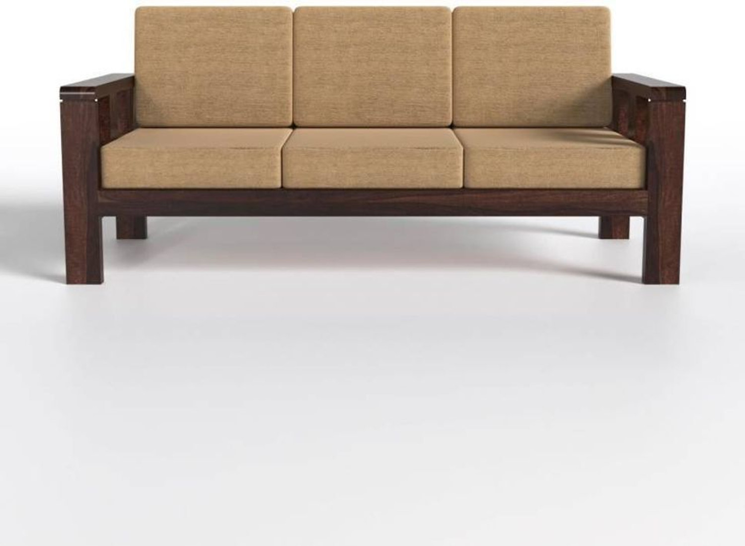 Image of Flipkart Perfect Homes Solid Sheesham Wood Five Seater Sofa Set For Living Room, Hotel Office. Fabric 3 + 1 + 1 Sofa Set