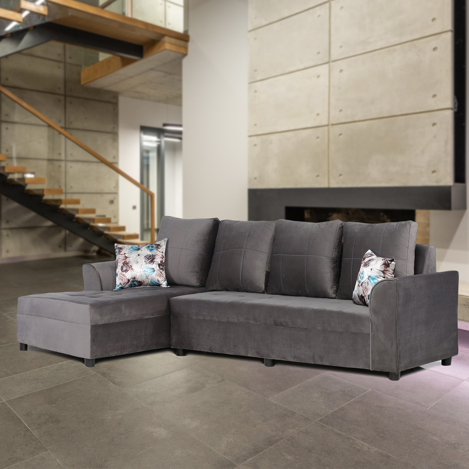 Image of Fusion Furniture Factory Fusion Furniture Rapid L Shape Fabric 3 + 2 Sofa Set