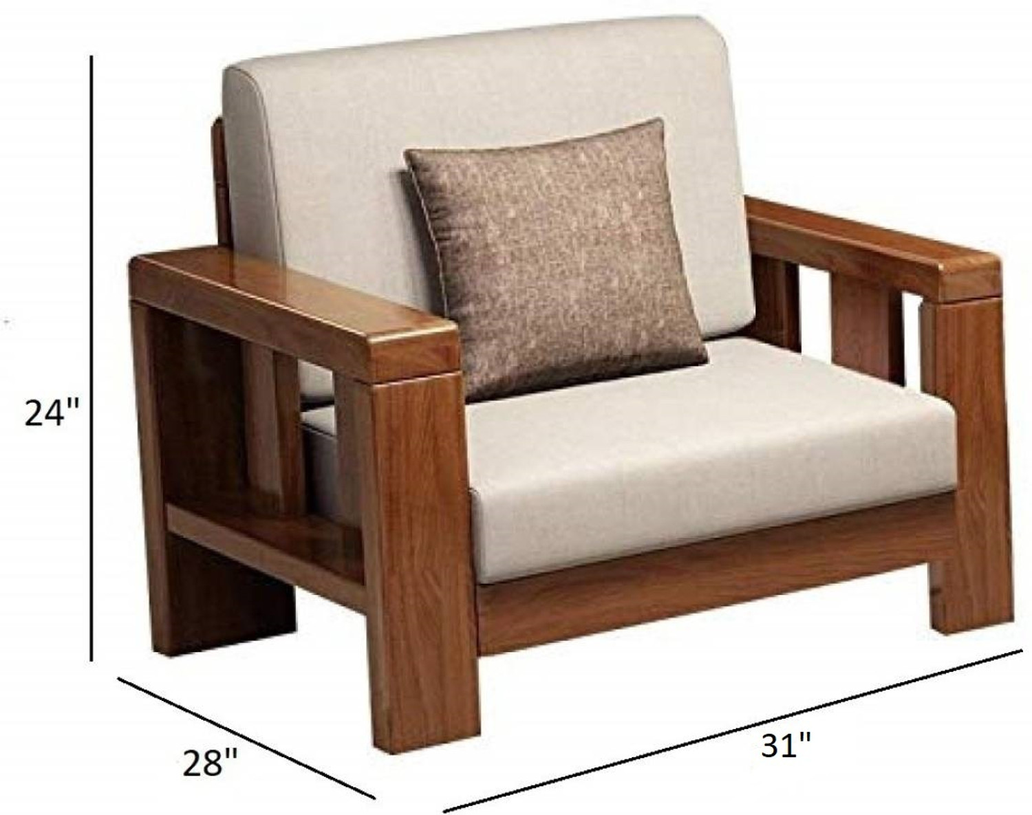 Image of HDWOOD Solid Sheesham Wood For Living Room / Office / Hotel / Cafe Fabric 3 + 2 + 1 Sofa Set