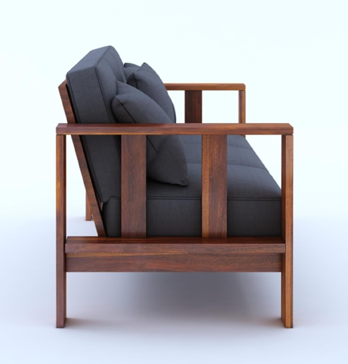 Image of HDWOOD Solid Sheesham Wood For Living Room / Office / Guest Room Fabric 3 + 2 + 1 Sofa Set