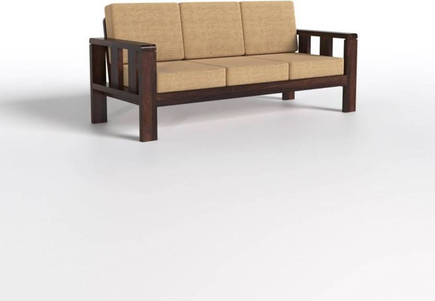 Image of Flipkart Perfect Homes Solid Sheesham Wood Five Seater Sofa Set For Living Room, Hotel Office. Fabric 3 + 1 + 1 Sofa Set