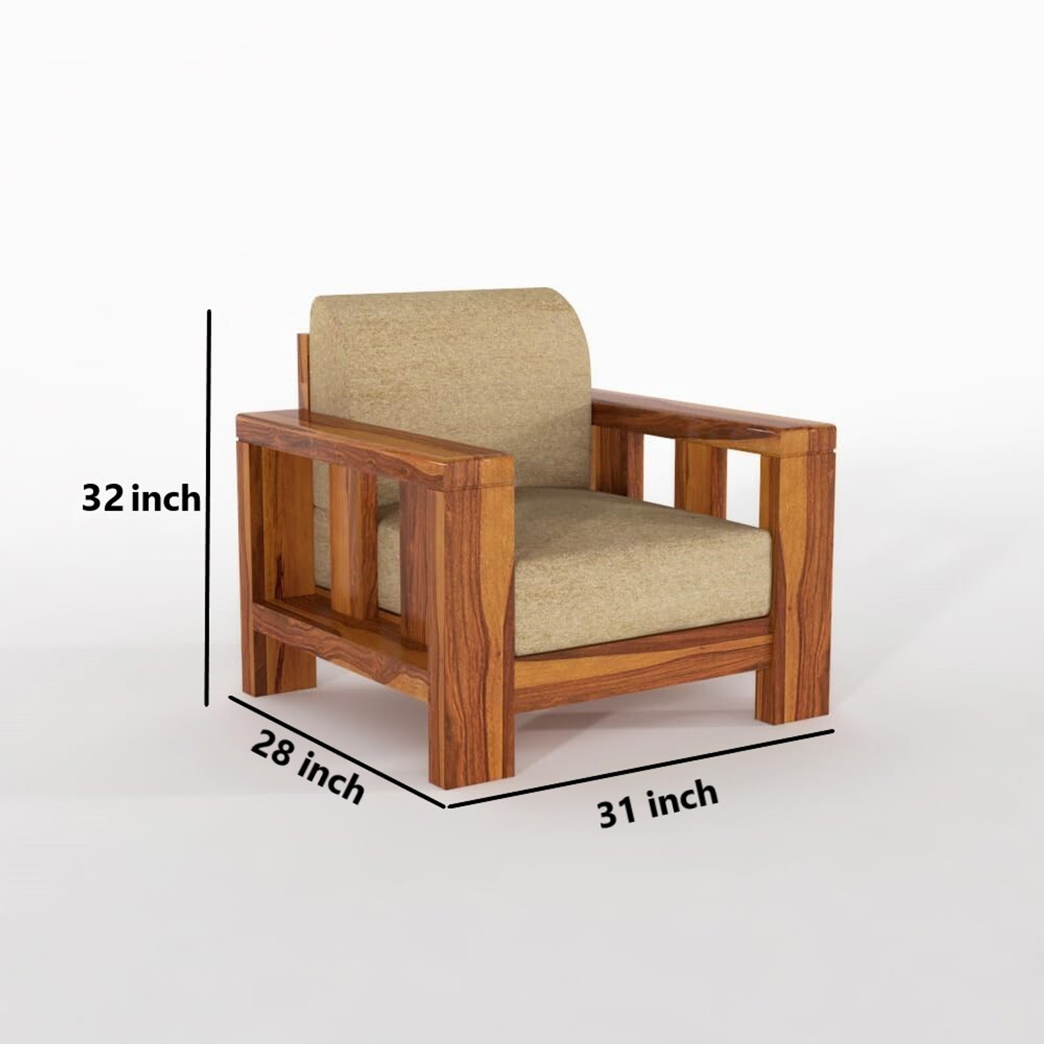 Image of HDWOOD Solid Sheesham Wood For Living Room / Office / Guest Room | Fabric 3 + 2 + 1 Sofa Set