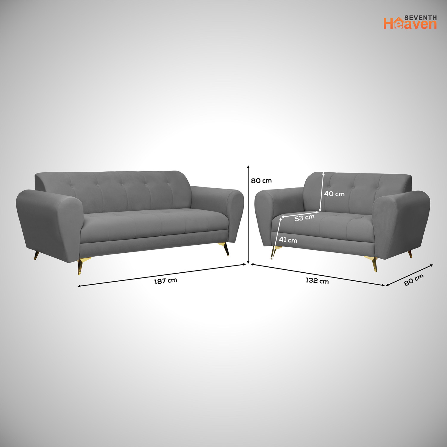 Image of Seventh Heaven Milan Icon 5 Seater Sofa Set, Plush Suede Fabric Fabric 3 + 2 Sofa Set