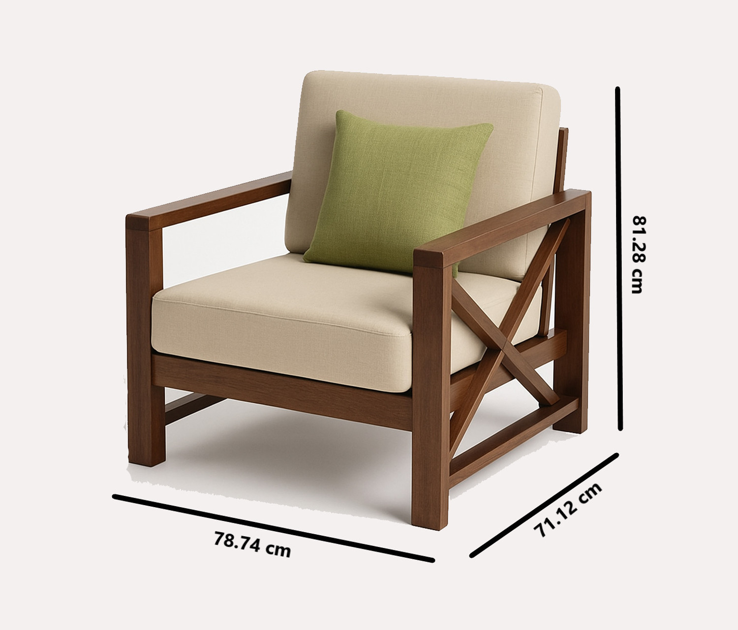 Image of HDWOOD Solid Sheesham Wood For Living Room / Hotel / Cafe | Fabric 3 + 2 + 1 Sofa Set