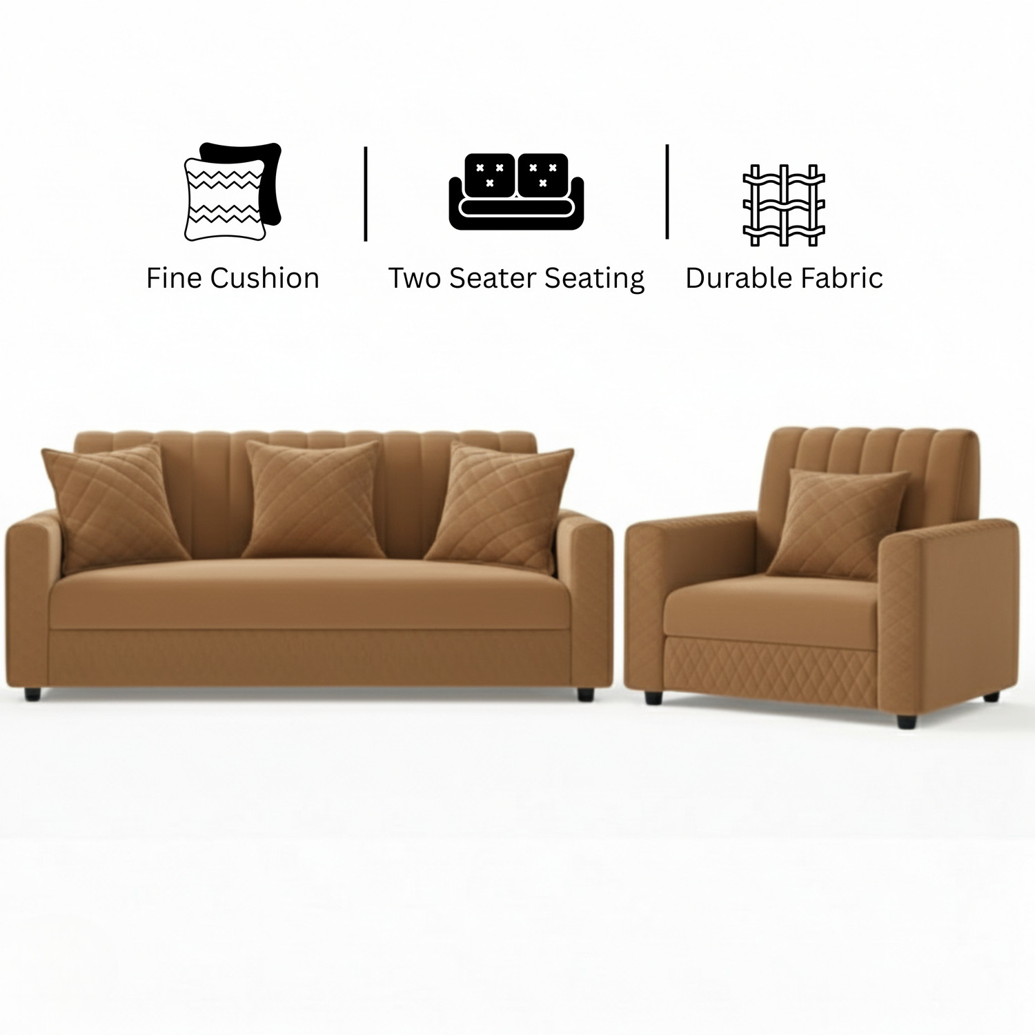 Image of WAKESURE Premium Quality Velvet Fabric 3 + 1 Sofa Set