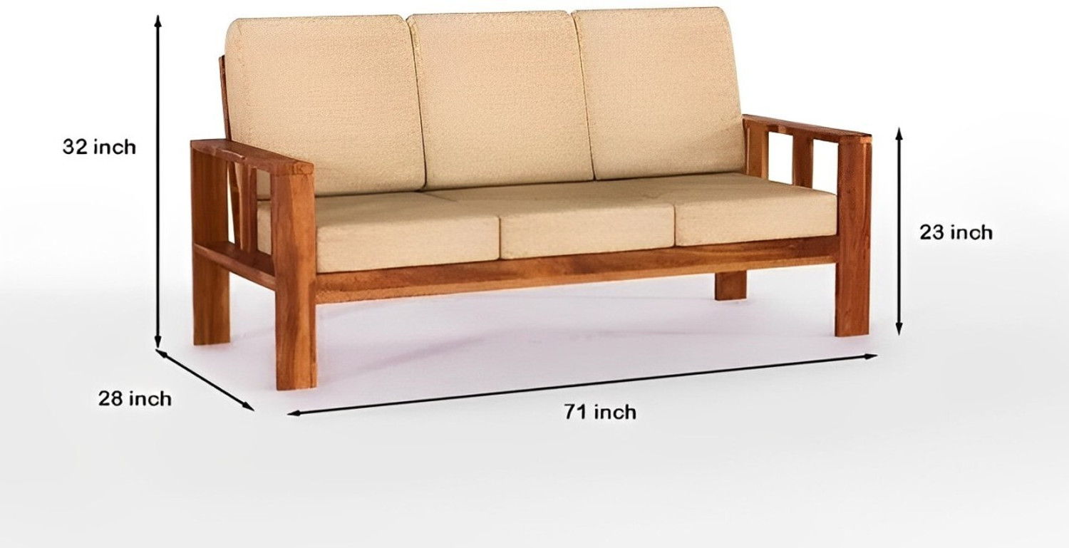 Image of Flipkart Perfect Homes Solid Sheesham Wood Six Seater Sofa Set For Living Room, Hotel Office. Fabric 3 + 2 + 1 Sofa Set