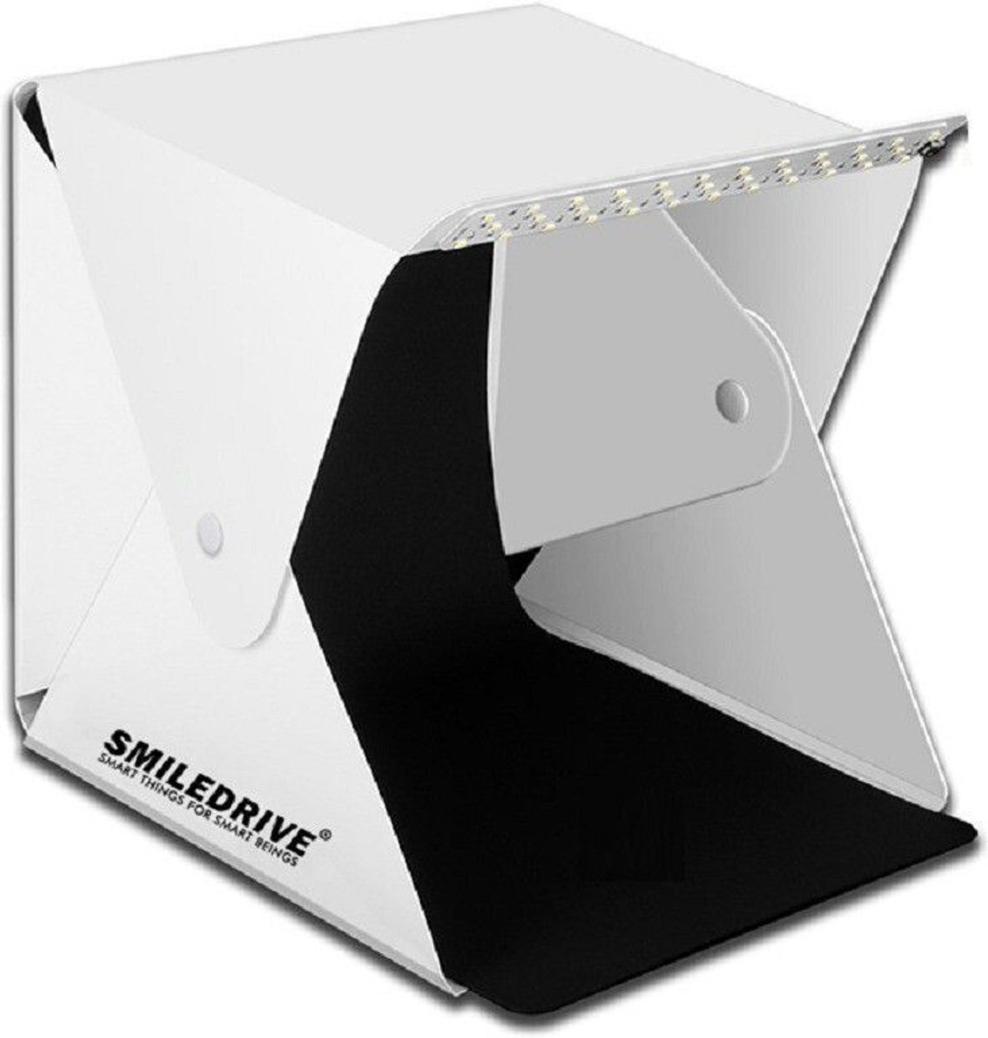 Image of Smiledrive Portable Professional Mini Photo Light booth Box Product Photography Studio-40x40x40 cm with fixed LED, 2 Backgrounds Square Softbox