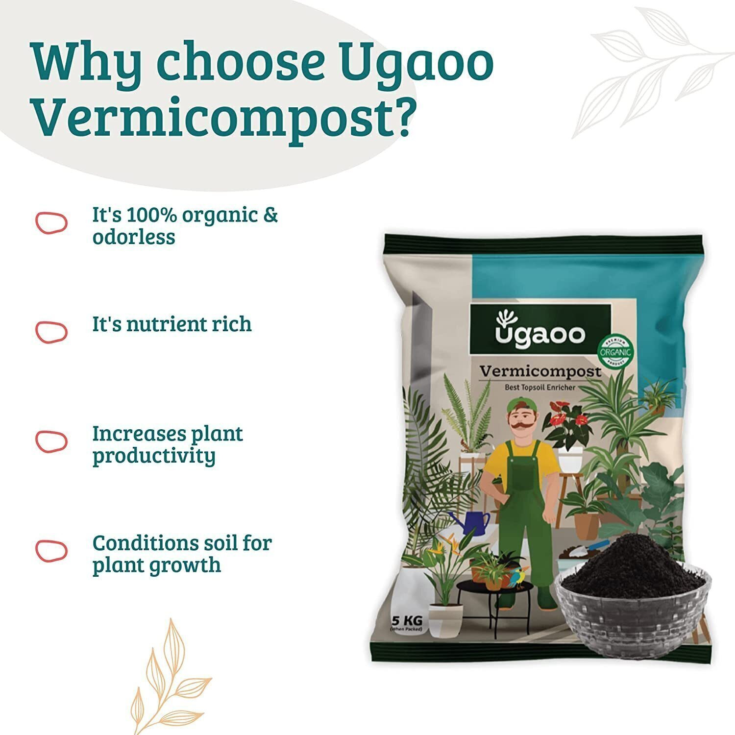 Image of UGAOO Organic Vermicompost for Plants - Fertilizer