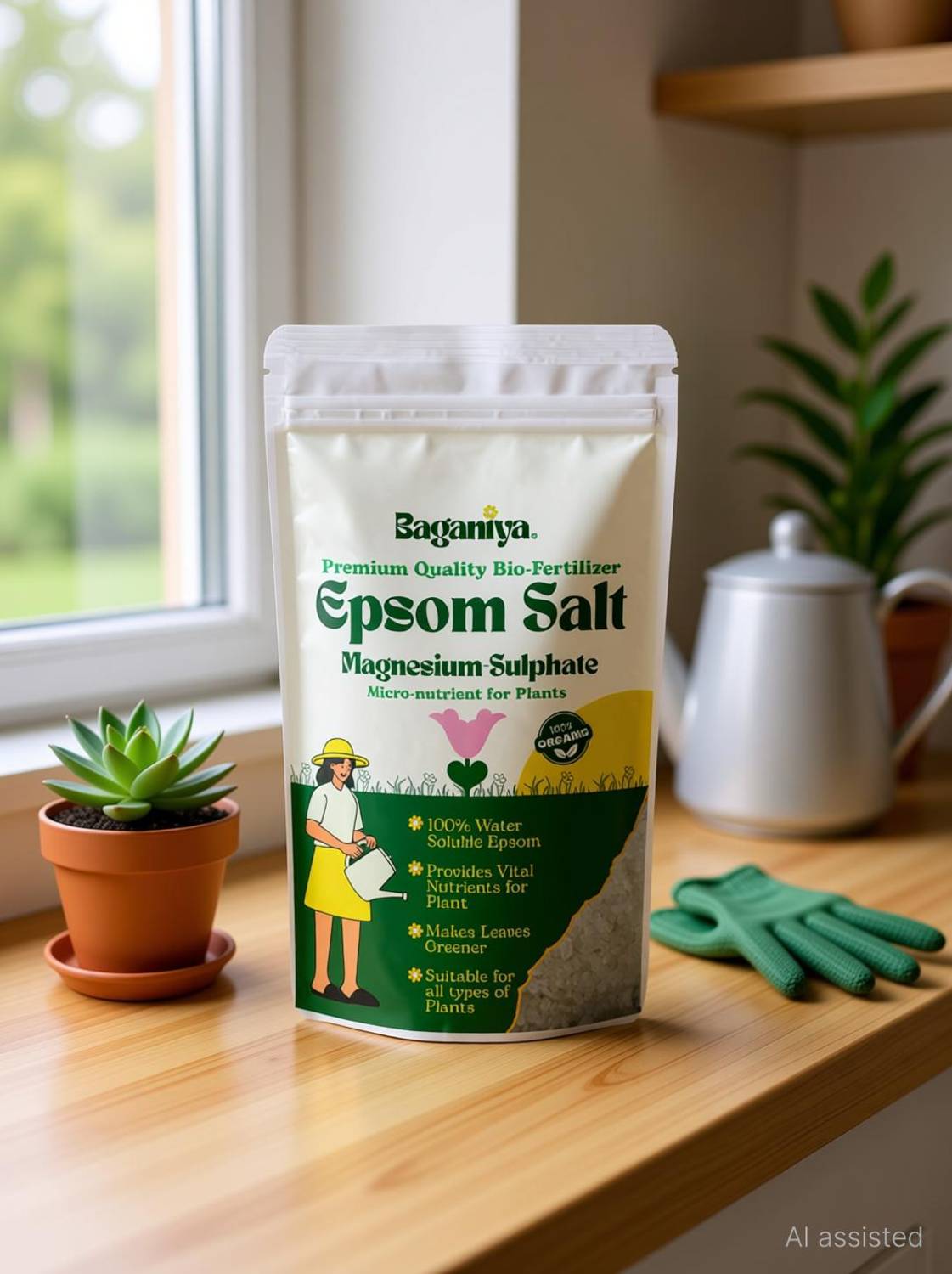 Baganiya Epsom Salt For Plants Growth - Magnesium Sulphate Organic Fertilizer for Plants Fertilizer, Manure, Potting Mixture