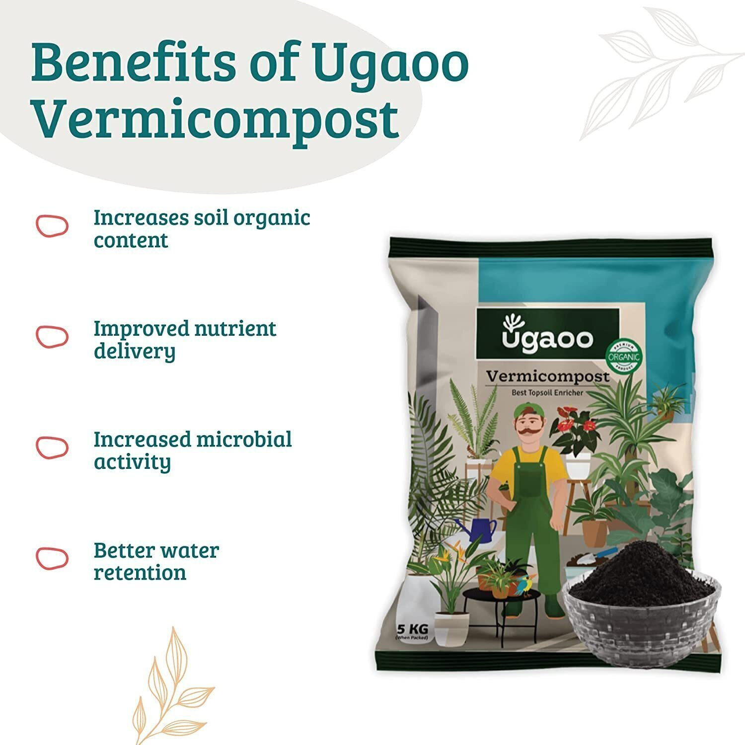 Image of UGAOO Organic Vermicompost for Plants - Fertilizer
