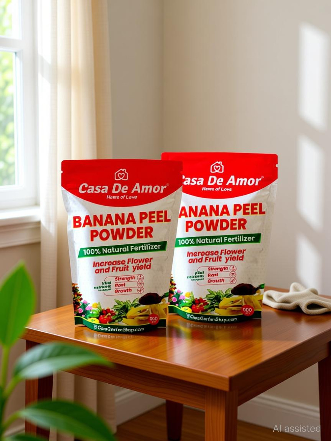 Image of Casa De Amor Banana Peel Powder Fertilizer for Plants Natural Bloom Booster 900 gm ( 2 Pack) Fertilizer, Potting Mixture