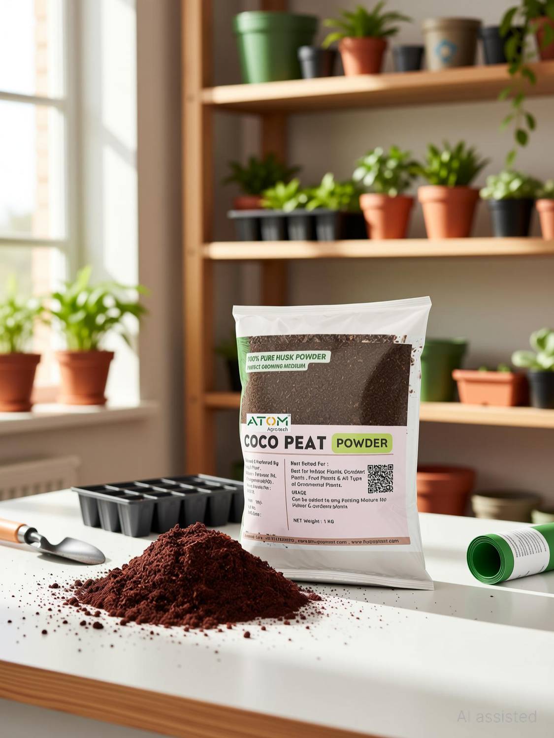 ATOM Agrotech Pure COCOPEAT LOOSE POWDER 5kg for all Garden Plants Potting Mixture