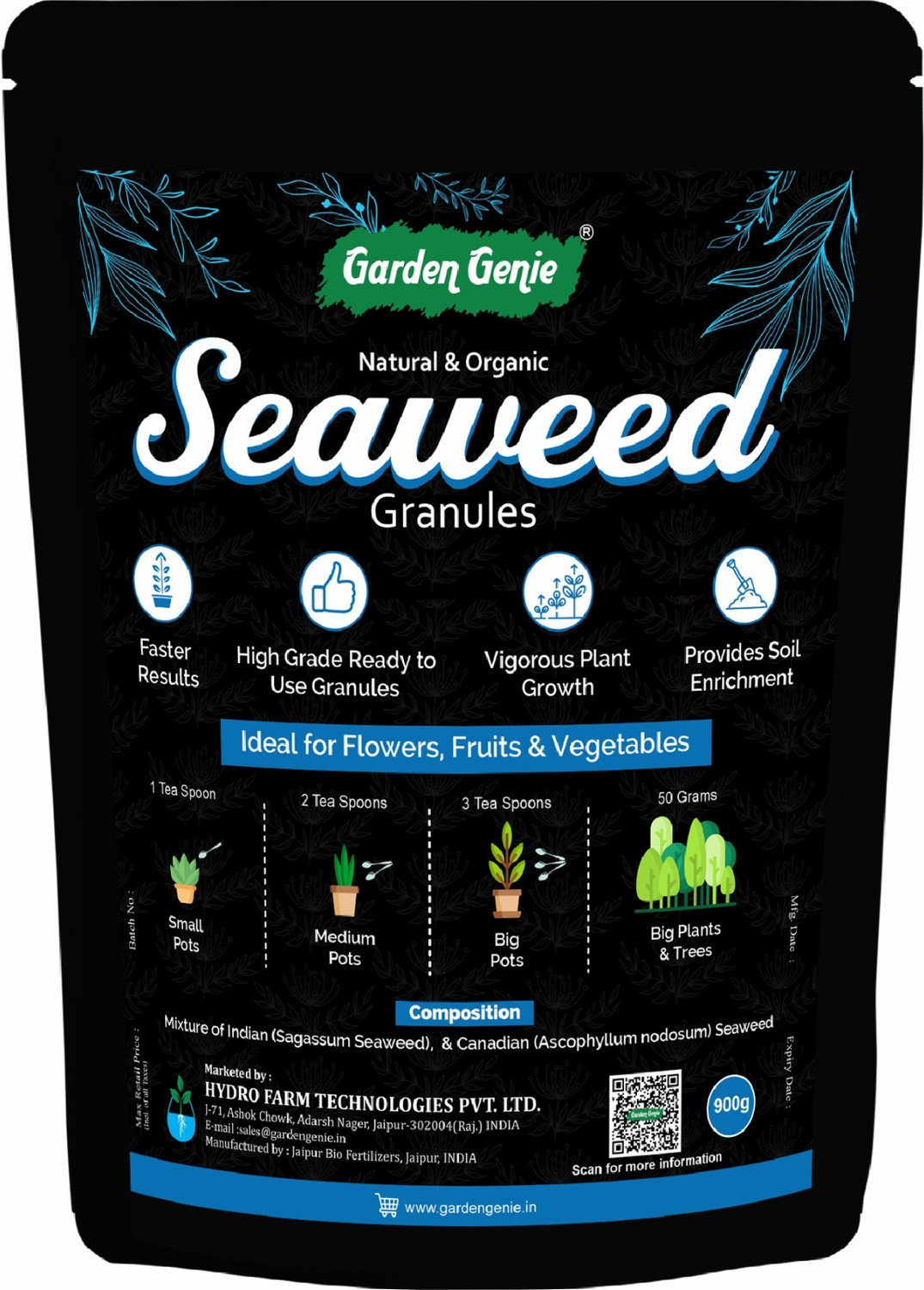 Image of Garden Genie Seaweed Granules, Growth Promoter & Bio Stimulant for All Types of Plants Fertilizer