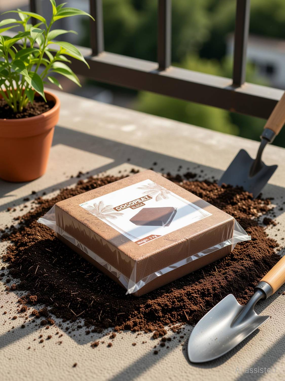 ATOM Agrotech COCOPEAT 5KG BLOCK (Coirpith or Coco fibre or CocoPeat) for Terrace Gardening Manure