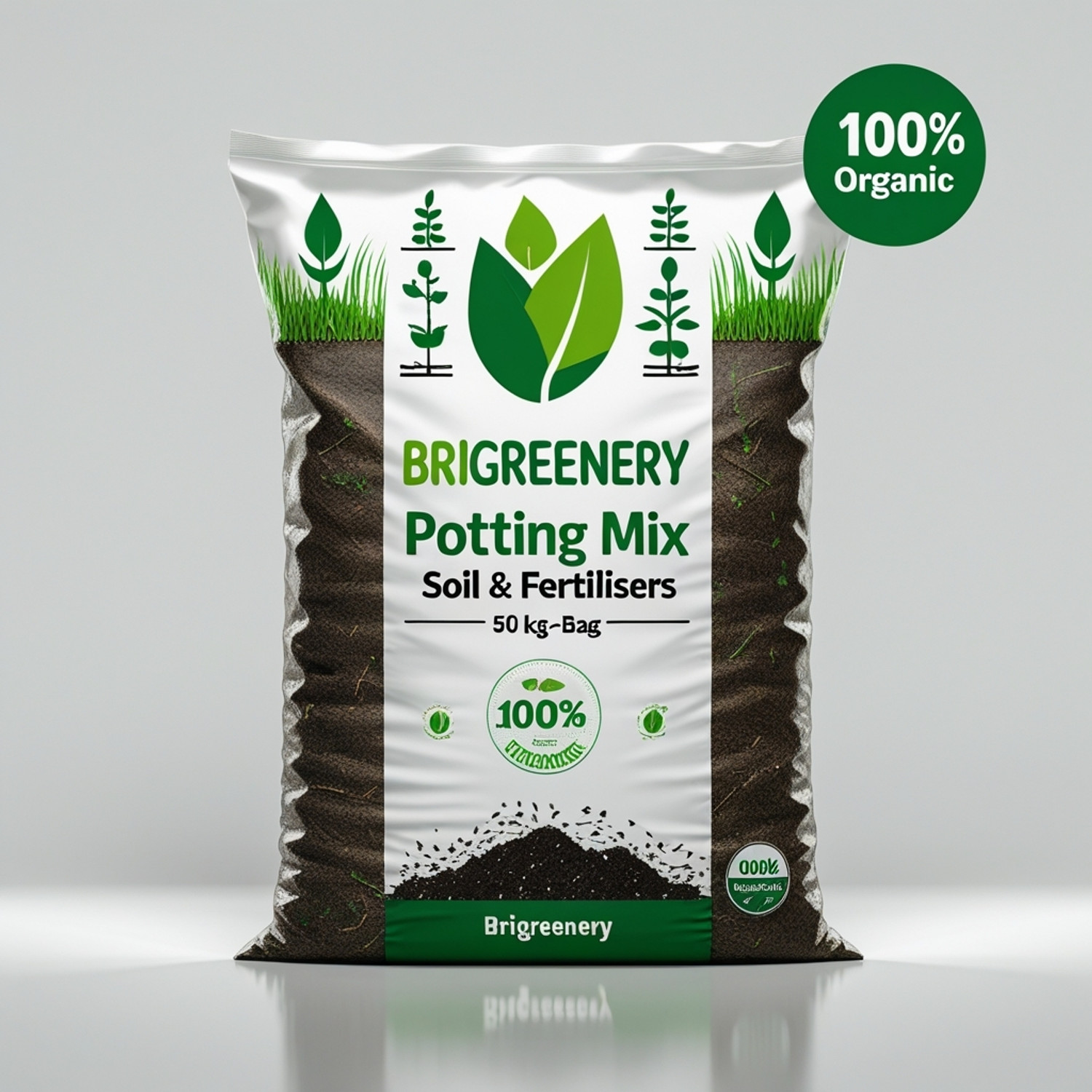 Image of BriGreenery Premium Potting Mix 50kg | Vegetable & Flower Growing Soil for Terrace Gardens Potting Mixture