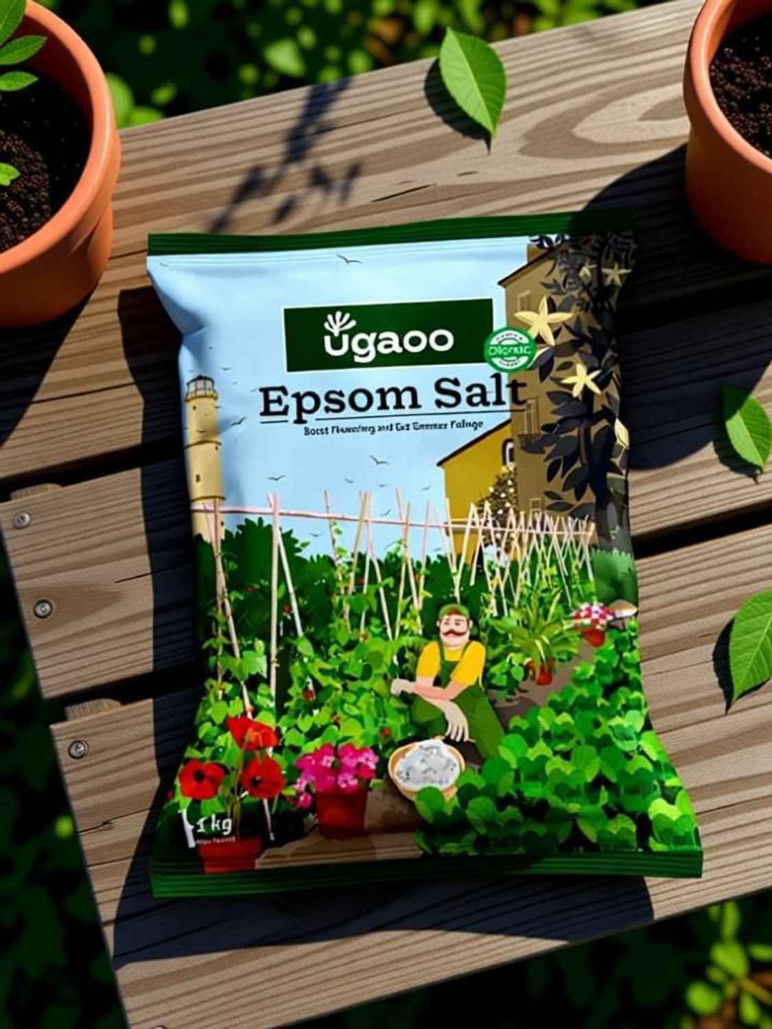 Image of UGAOO Epsom Salt for Plants Growth - Magnesium Sulphate Organic Fertilizer - 1 Kg Fertilizer