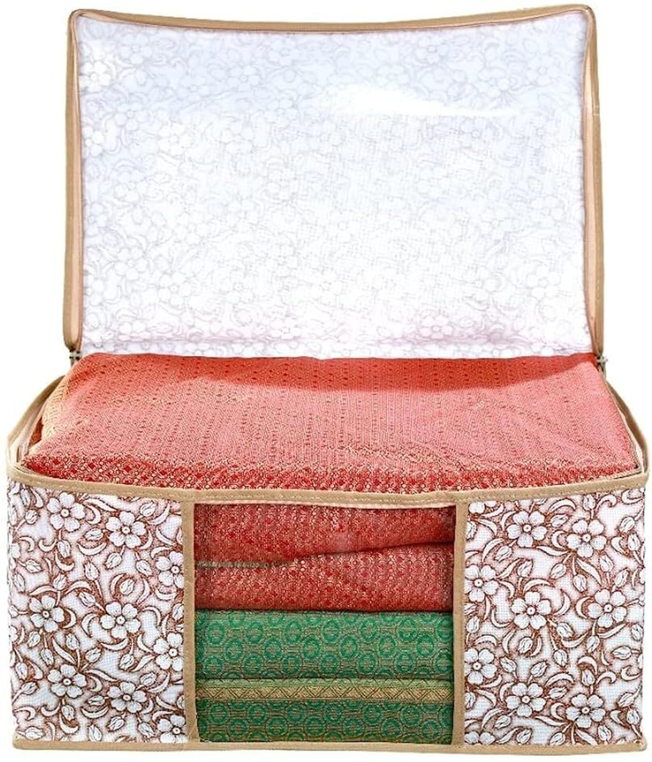 Image of Lonaxa Cloth storage box Pack of 3 Storage organizer Saree cover Storage bag Cloth bag Organizer box Saree Cloth organiser for wardrobe Packing bags Travel organizer Space saver bag