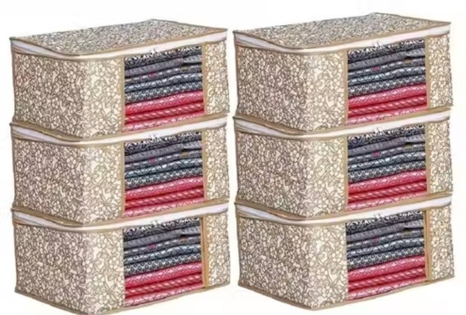 alam enterprises ZY-Cover Box(Beige 1,6 Pcs) Cotton Laundry Bag