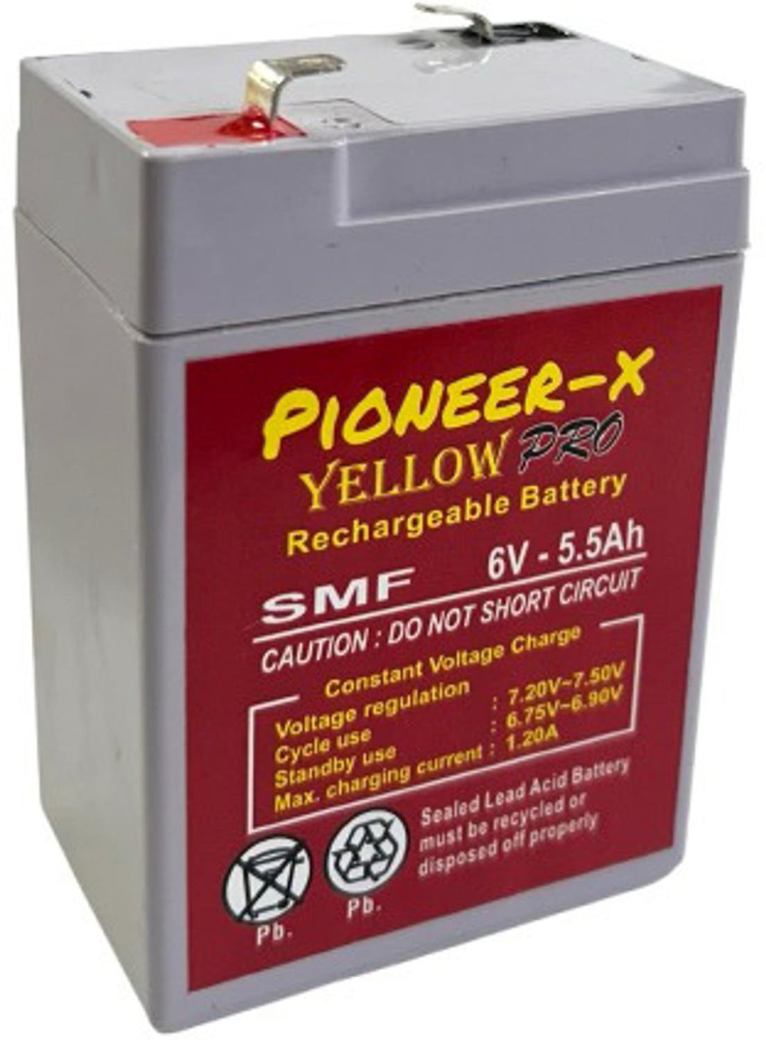 Image of Pioneer-x YELLOW-PRO 6 Volt 5.5 Ampere for emergency light, weighing machine, toy car etc AGM Solar Battery