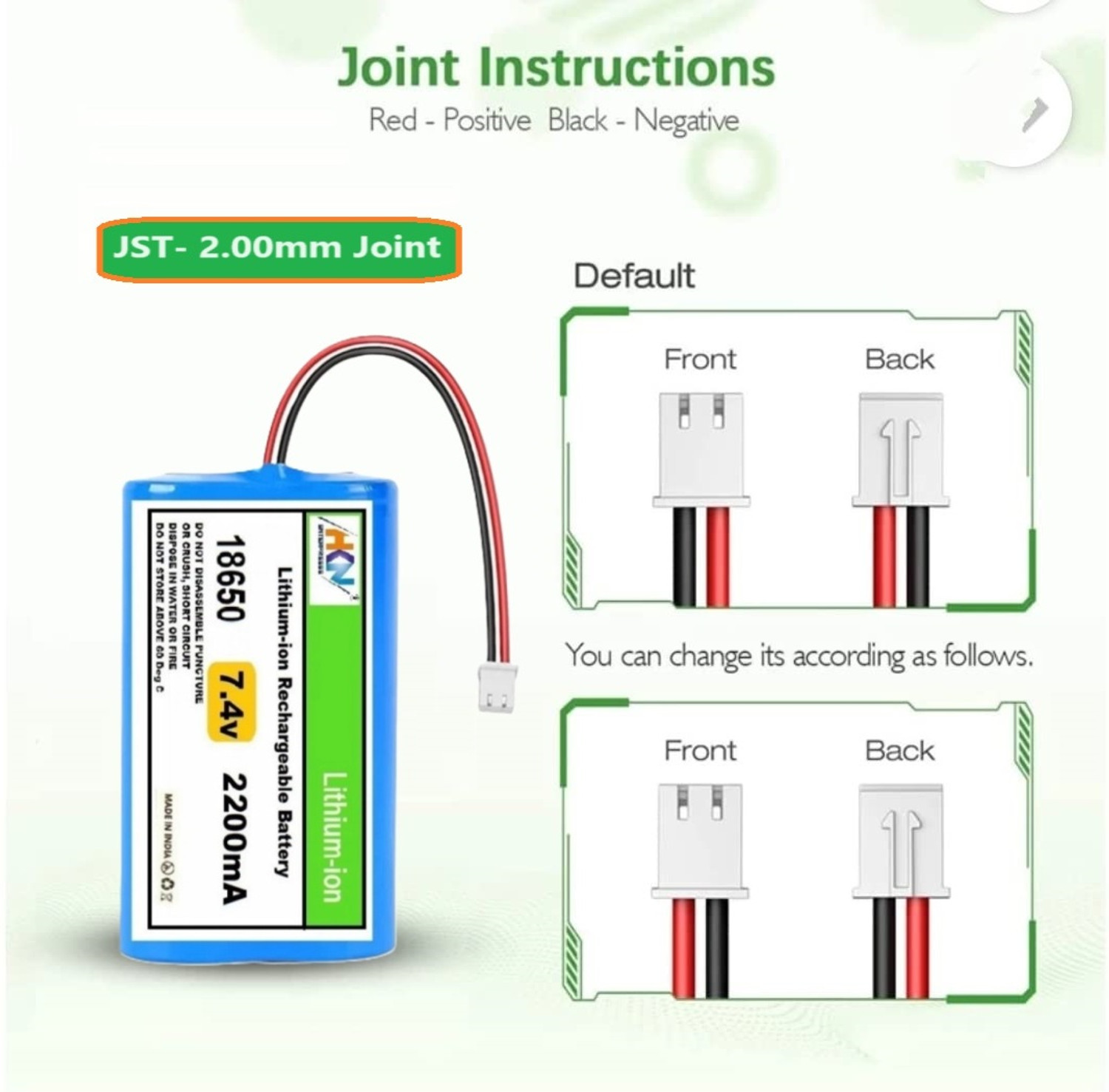 Image of HKN 7.4V 2200mAh Rechargeable Lithium Solar Battery