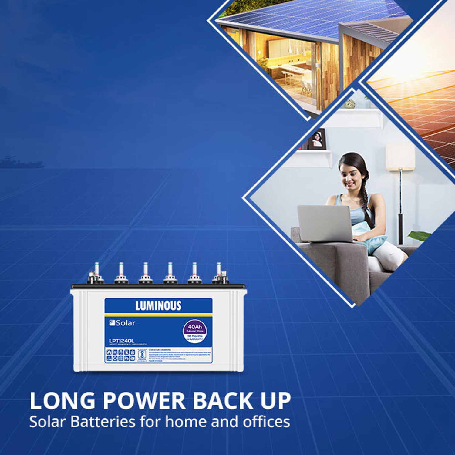 Image of LUMINOUS LPT1240L LPT1240L with 3 Year Warranty Solar Compatible Pure Sine Wave Inverter