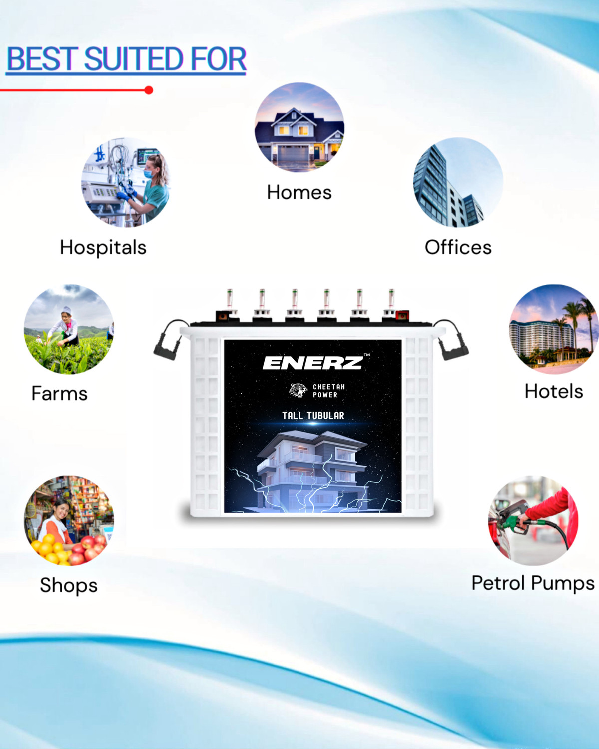 Image of EnerZ | 250AH Tall Tubular C20 Battery | 48 Months Warranty| Best For 250 AH CP TT-3334 PRO Ultimate Backup Pure Sine Wave Inverter