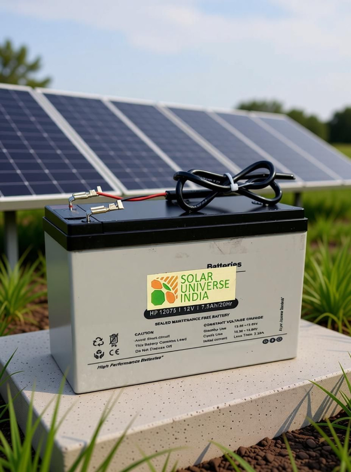 Image of SOLAR UNIVERSE INDIA Sealed Maintenance Free 7.5ah SMF for 12V Bike, Solar, UPS, EV AGM Solar Battery
