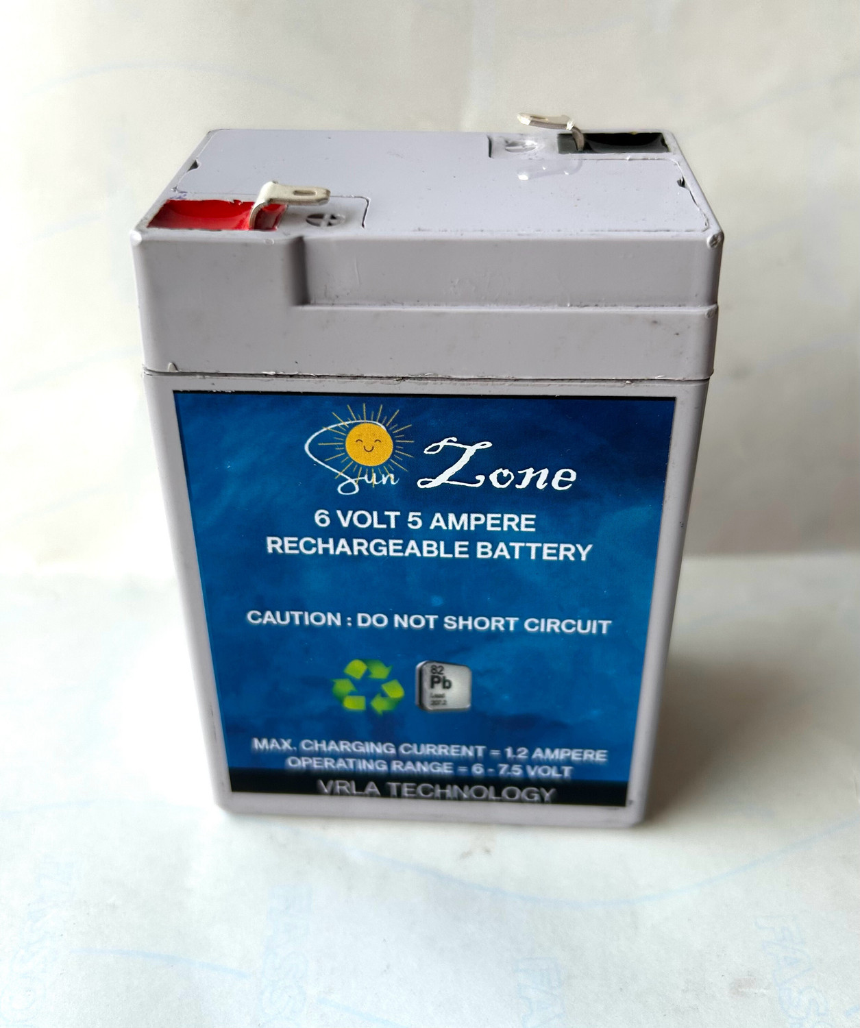 Image of sunzone 6 volt 5 Ampere (6V 5 Ah) AGM Solar Battery