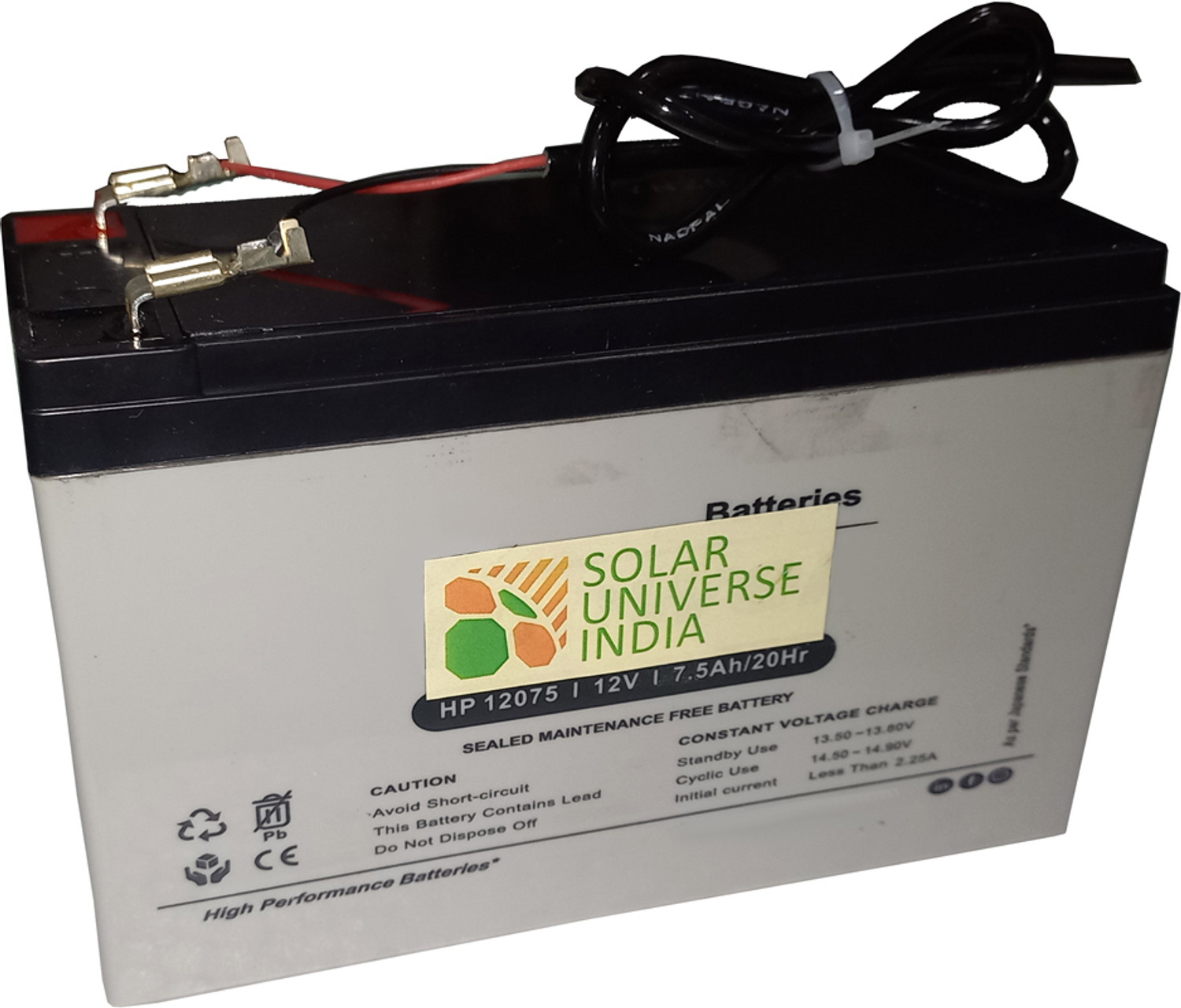 Image of SOLAR UNIVERSE INDIA Sealed Maintenance Free 7.5ah SMF for 12V Bike, Solar, UPS, EV AGM Solar Battery