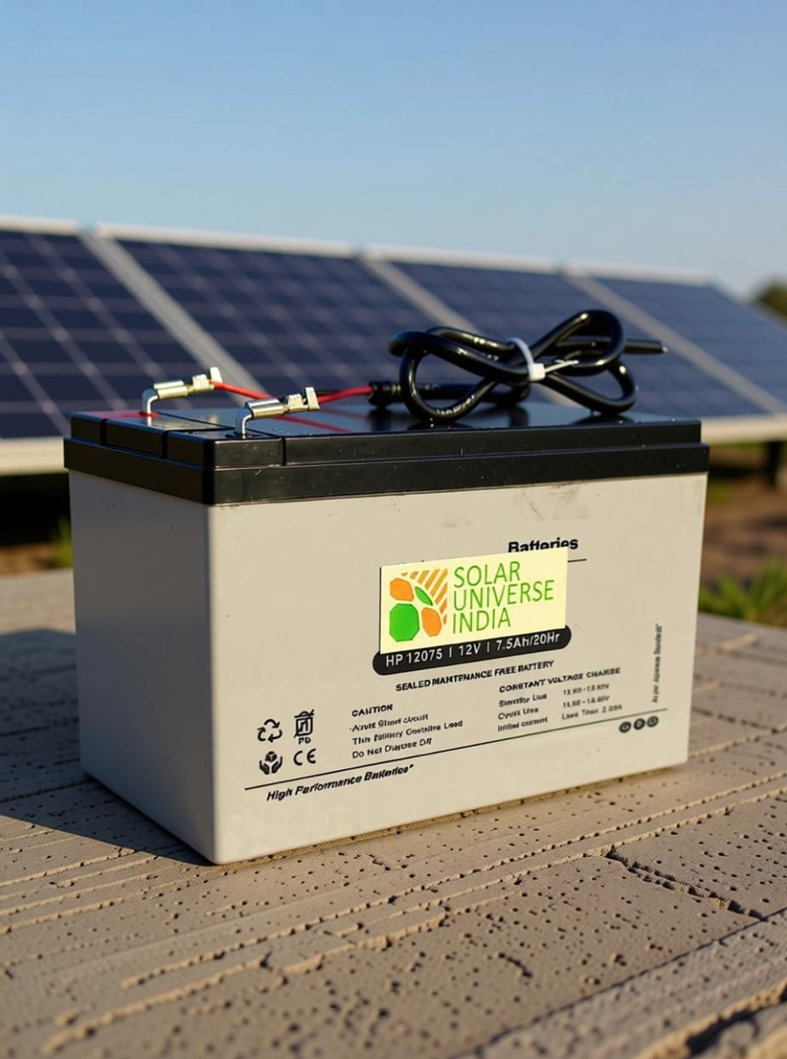 Image of SOLAR UNIVERSE INDIA Sealed Maintenance Free 7.5ah SMF for 12V Bike, Solar, UPS, EV AGM Solar Battery
