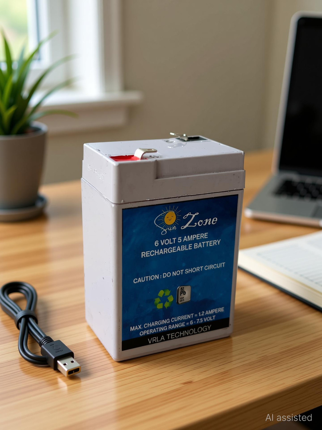 Image of sunzone 6 volt 5 Ampere (6V 5 Ah) AGM Solar Battery