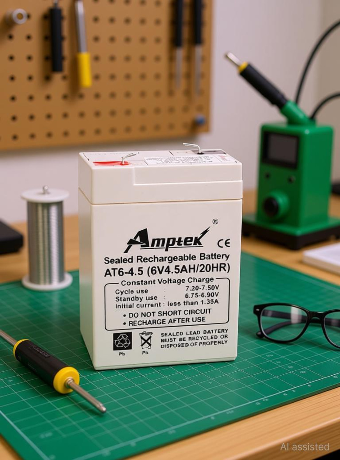 Image of iMeasure Amptek 6V 4.5Ah Sealed Lead Acid Battery - Rechargeable VRLA SMF Battery Flooded Solar Battery