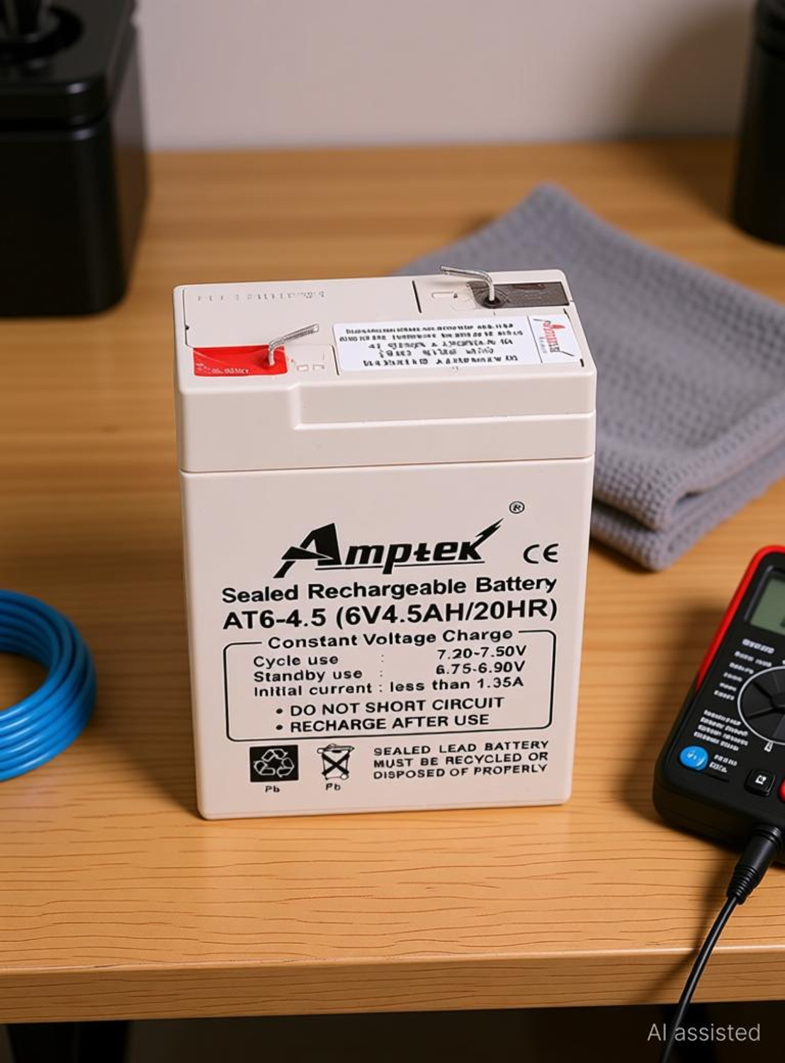 Image of iMeasure Amptek 6V 4.5Ah Sealed Lead Acid Battery - Rechargeable VRLA SMF Battery Flooded Solar Battery
