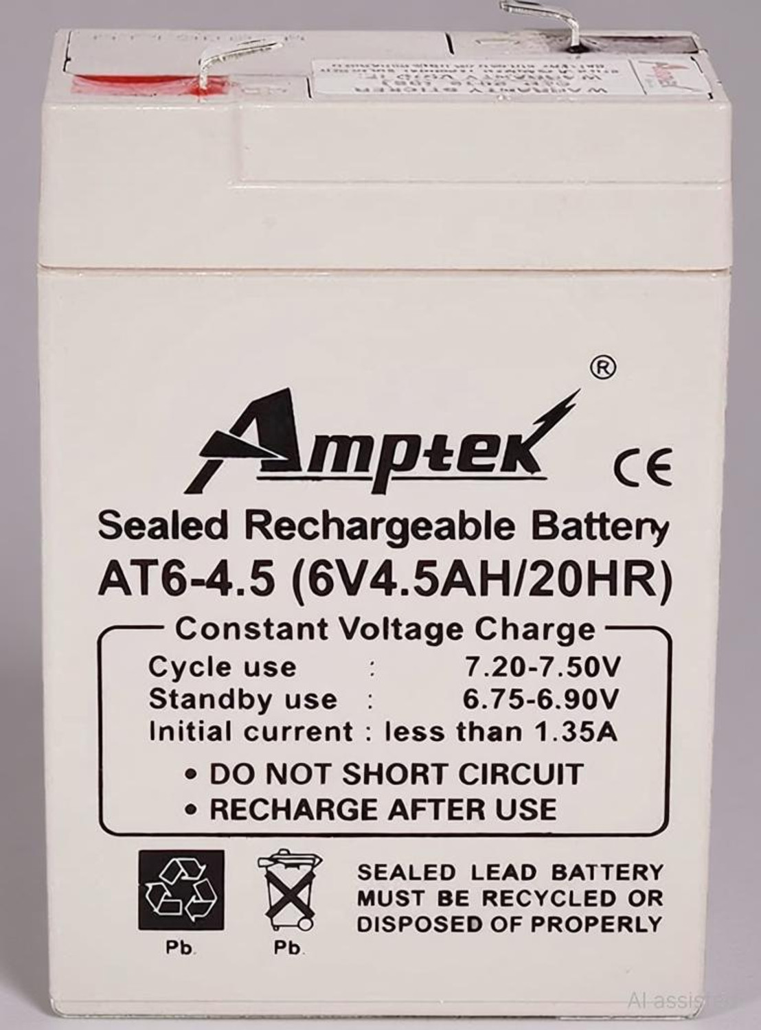 Image of iMeasure Amptek 6V 4.5Ah Sealed Lead Acid Battery - Rechargeable VRLA SMF Battery Flooded Solar Battery