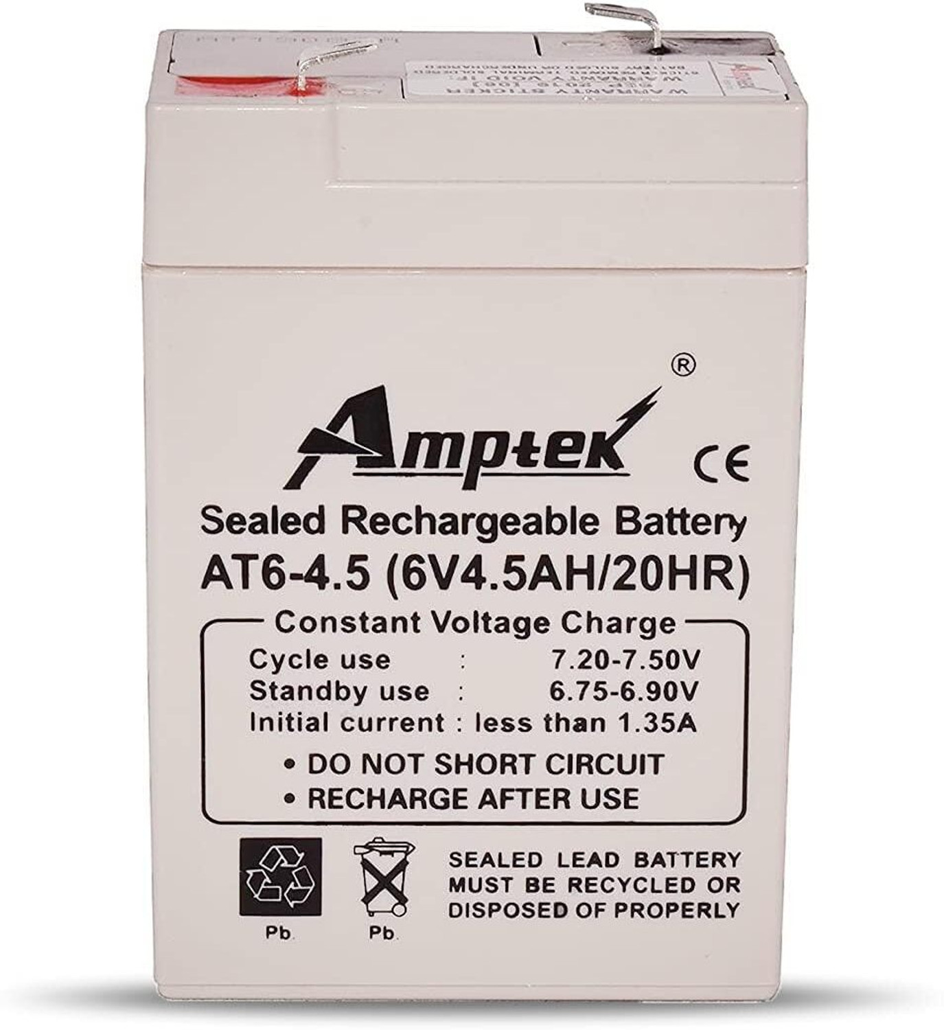 Image of iMeasure Amptek 6V 4.5Ah Sealed Lead Acid Battery - Rechargeable VRLA SMF Battery Flooded Solar Battery