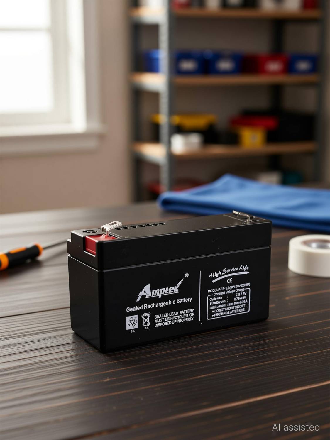 AMPTEK 6V 1.3AH / 20HR Sealed Rechargeable Battery Brand: Generic Flooded Solar Battery