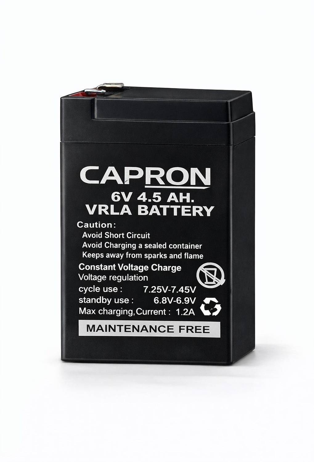 CAPRON VRLA Battery, 6V 4.5Ah Maintenance-Free Sealed Lead Acid Rechargeable Battery AGM Solar Battery