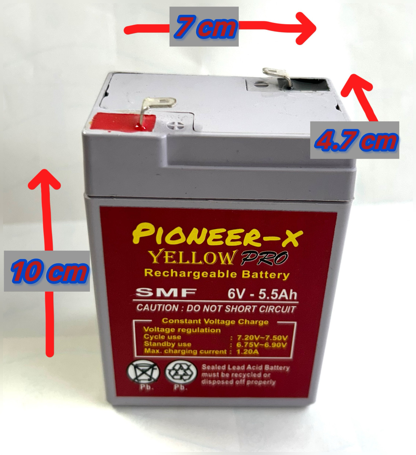 Image of Pioneer-x YELLOW-PRO 6 Volt 5.5 Ampere for emergency light, weighing machine, toy car etc AGM Solar Battery